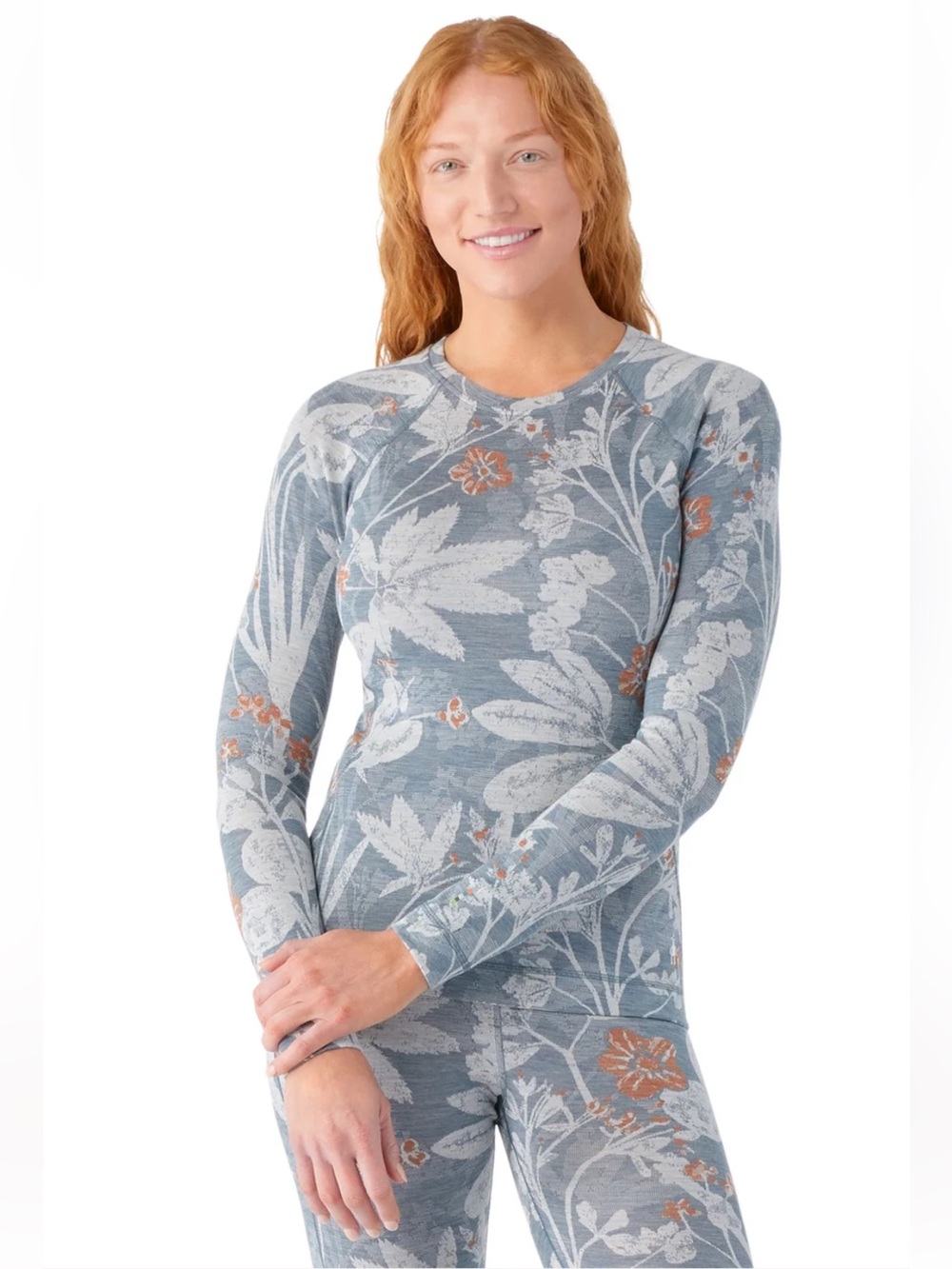 Smartwool Winter Sky Floral Womens Classic Thermal Merino Base Layer Crew Top M